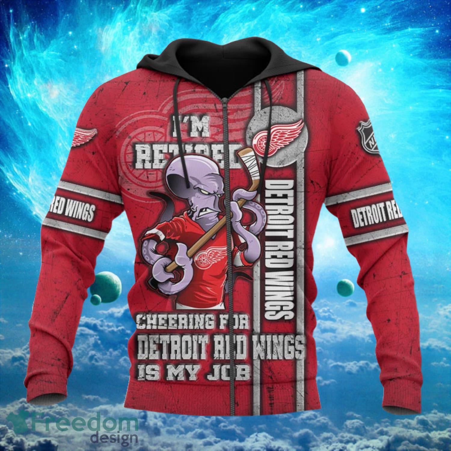 Detroit Red Wings I'm Retired Red Hoodies Print Full Product Photo 1