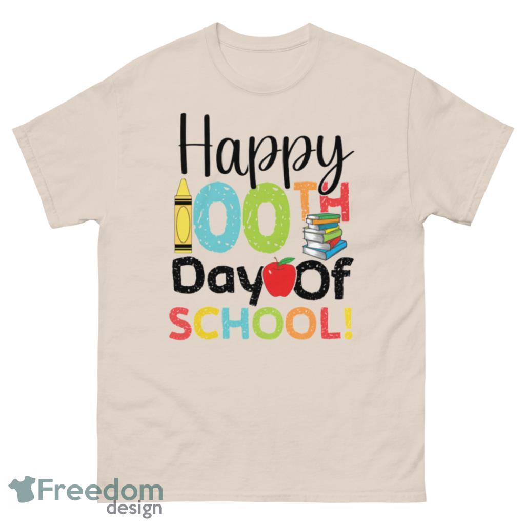 Happy 100th Day of School Book Pencil Apple T-Shirt Product Photo 2
