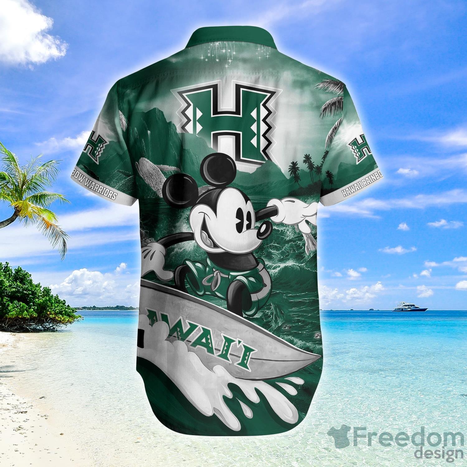 Hawaii Rainbow Warriors Mickey Surfing Lover NCAA Hawaiian Shirt