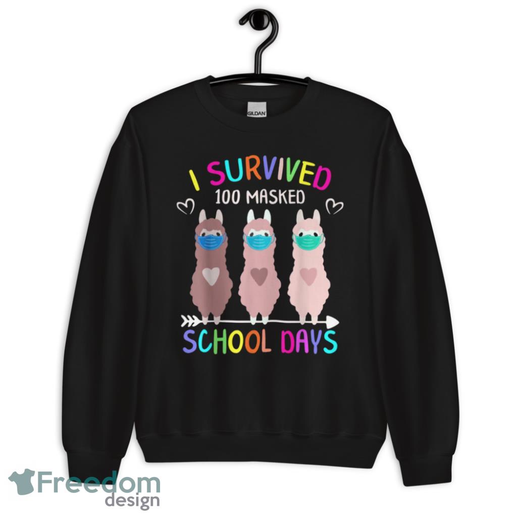 I Survived 100 Masked School Llama Virtual Teacher T-Shirt Product Photo 3 I Survived 100 Masked School Llama Virtual Teacher T-Shirt Product Photo 3