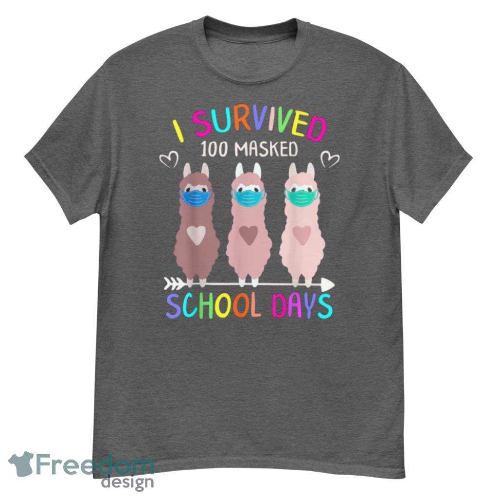I Survived 100 Masked School Llama Virtual Teacher T-Shirt Product Photo 5 I Survived 100 Masked School Llama Virtual Teacher T-Shirt Product Photo 5