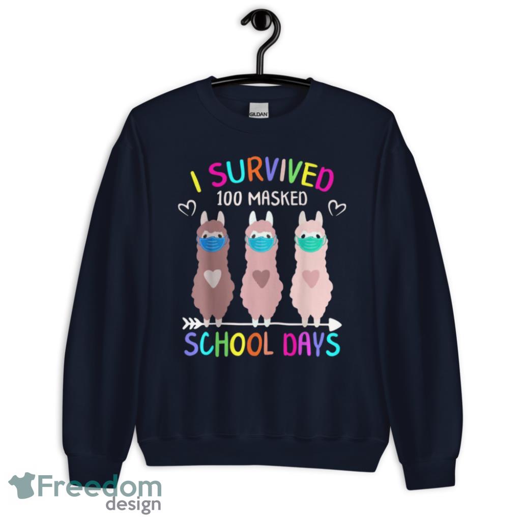 I Survived 100 Masked School Llama Virtual Teacher T-Shirt Product Photo 1 I Survived 100 Masked School Llama Virtual Teacher T-Shirt Product Photo 1