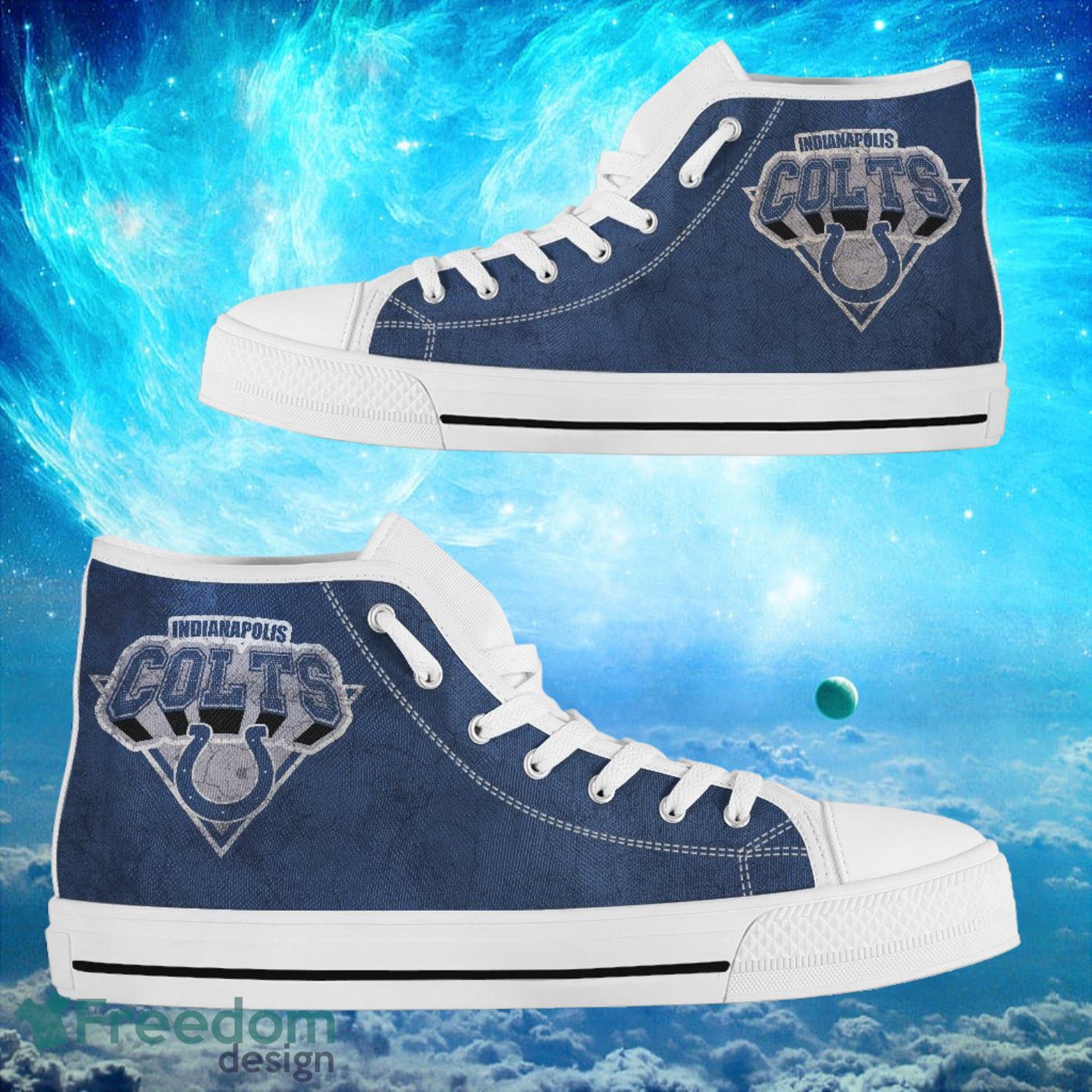 Indianapolis Colts Custom Simple Logo High Top Shoes Product Photo 2