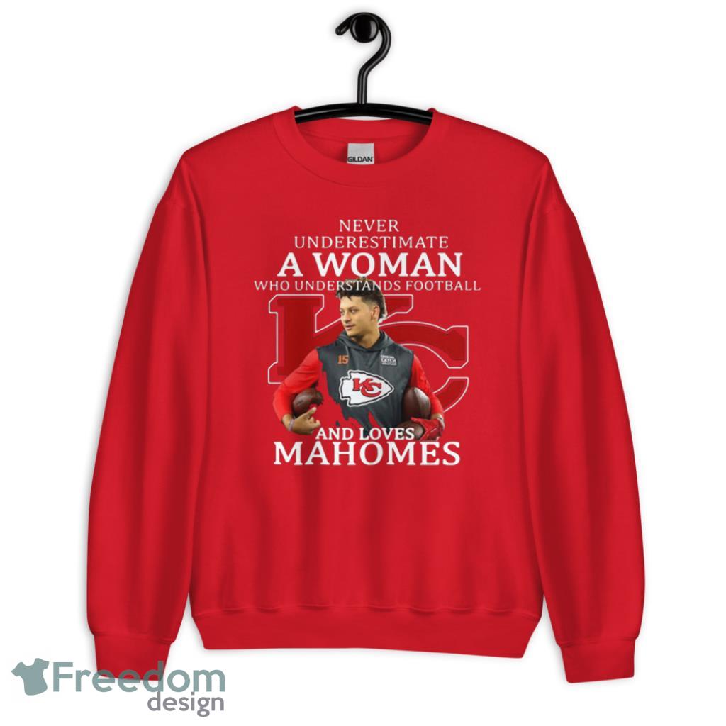 Love Kansas City KC Football No15 Mahomes Fan Ladies Missy Fit Long Sleeve  Shirt