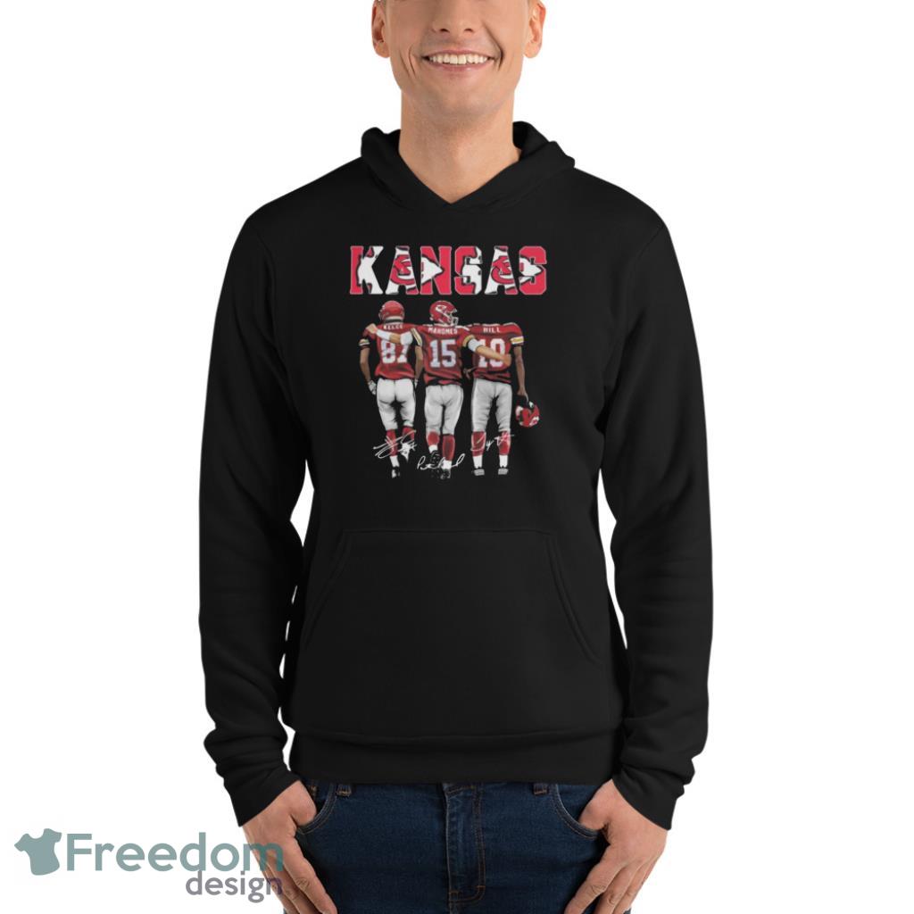 Travis Kelce Patrick Mahomes And Tyreek Hill Kansas City Chiefs Signatures  Shirt - Freedomdesign