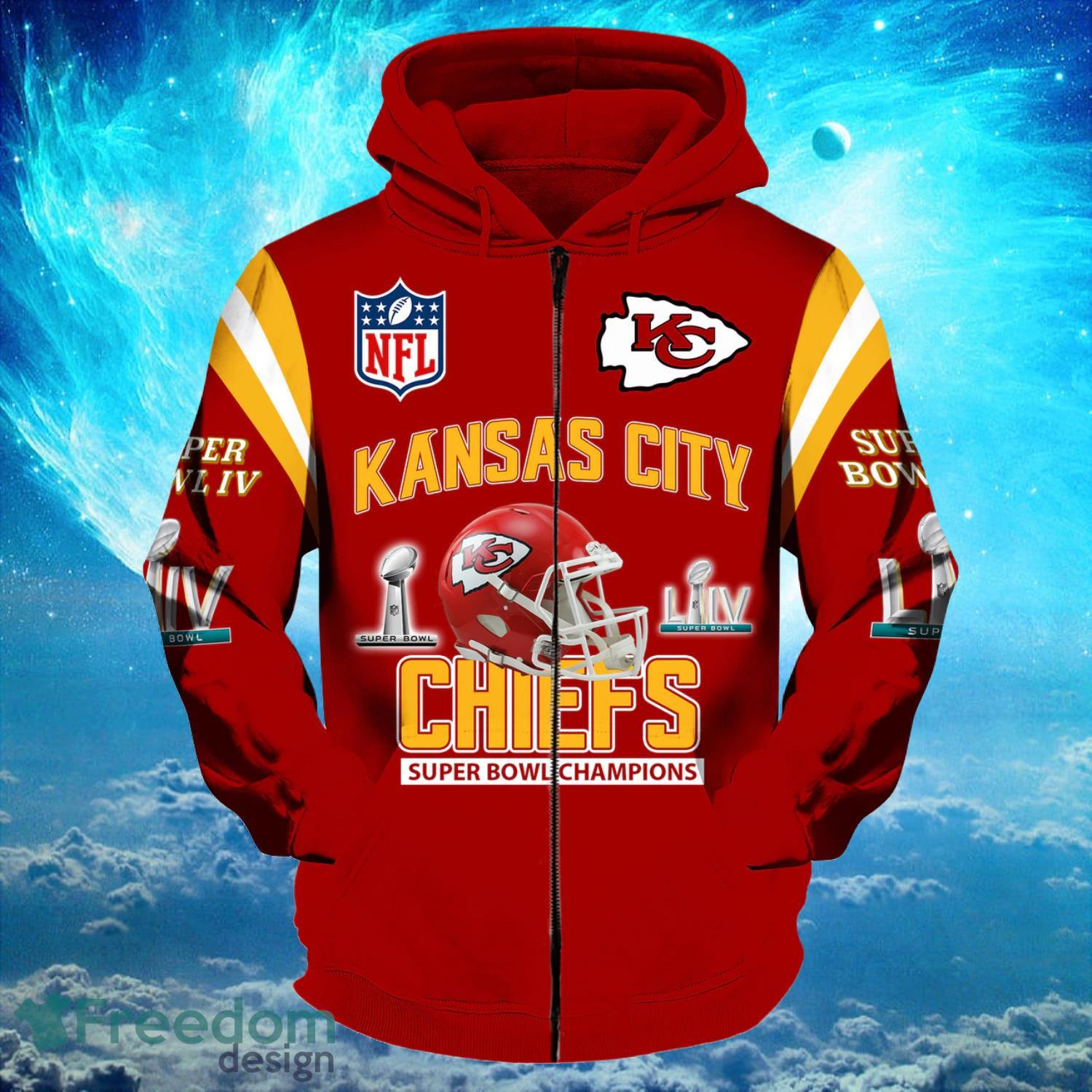 Kansas City Chiefs Zip Super Bowl Champions LIV Red Hoodies Print Full Product Photo 1