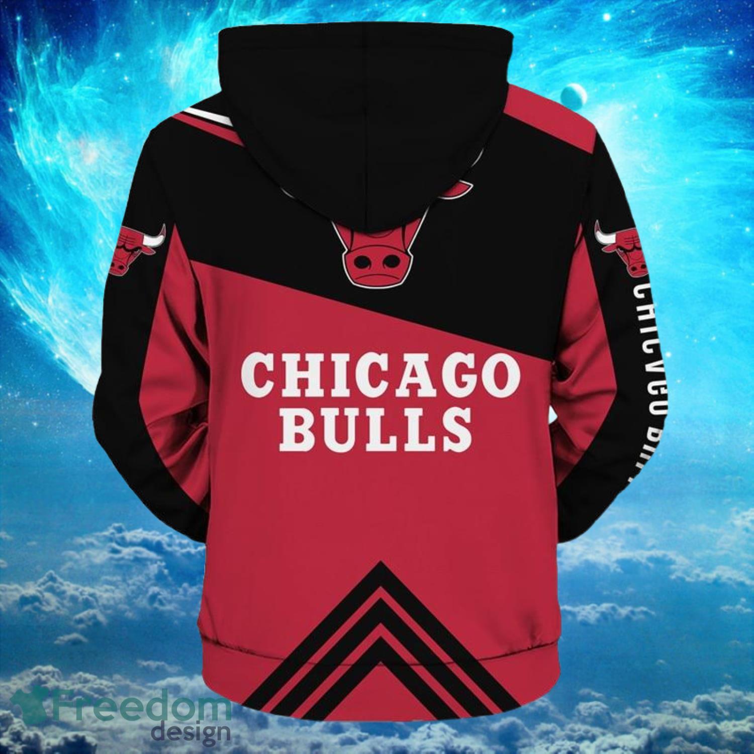 NBA Chicago Bulls  Zipper Red Hoodies Print Full Product Photo 2