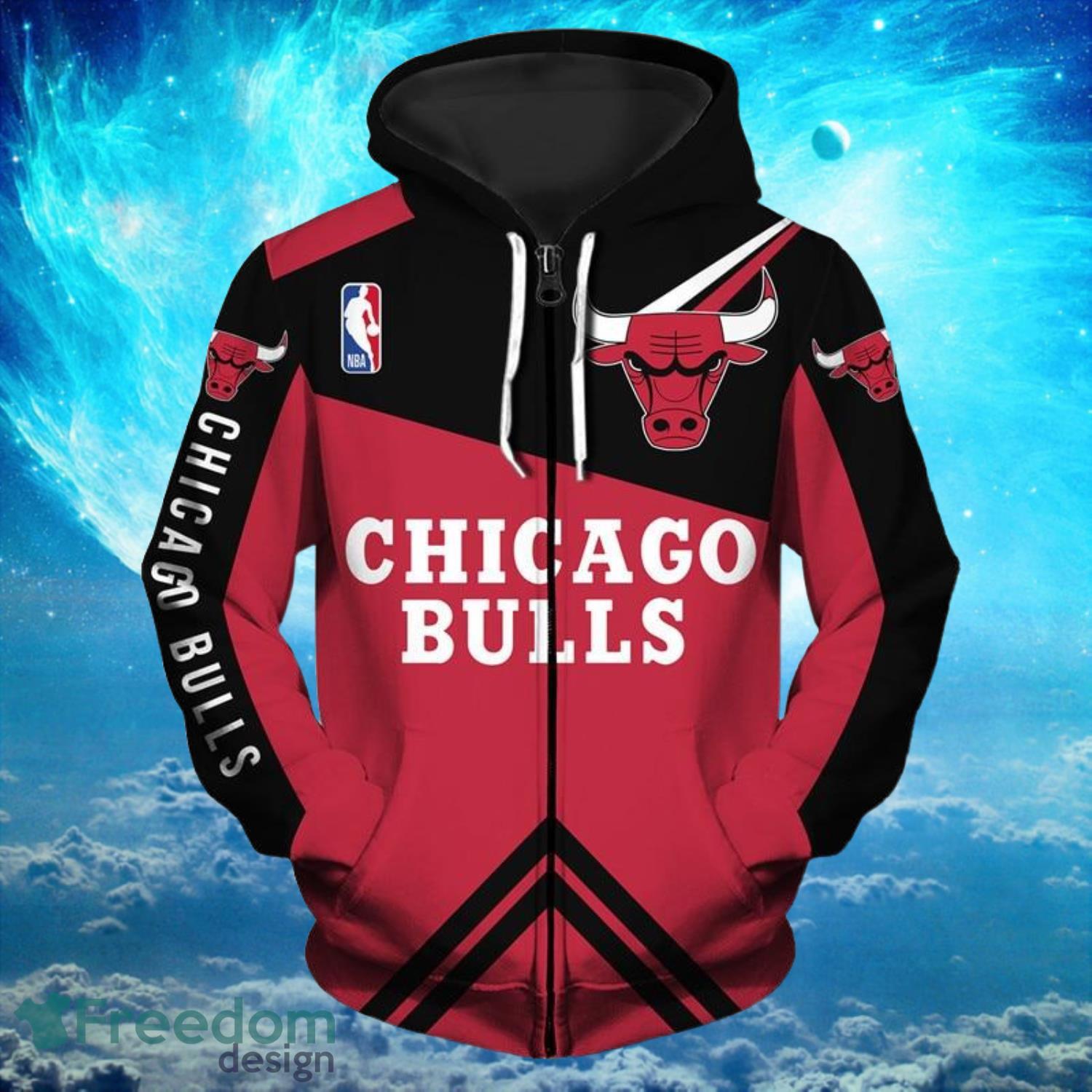 NBA Chicago Bulls  Zipper Red Hoodies Print Full Product Photo 1