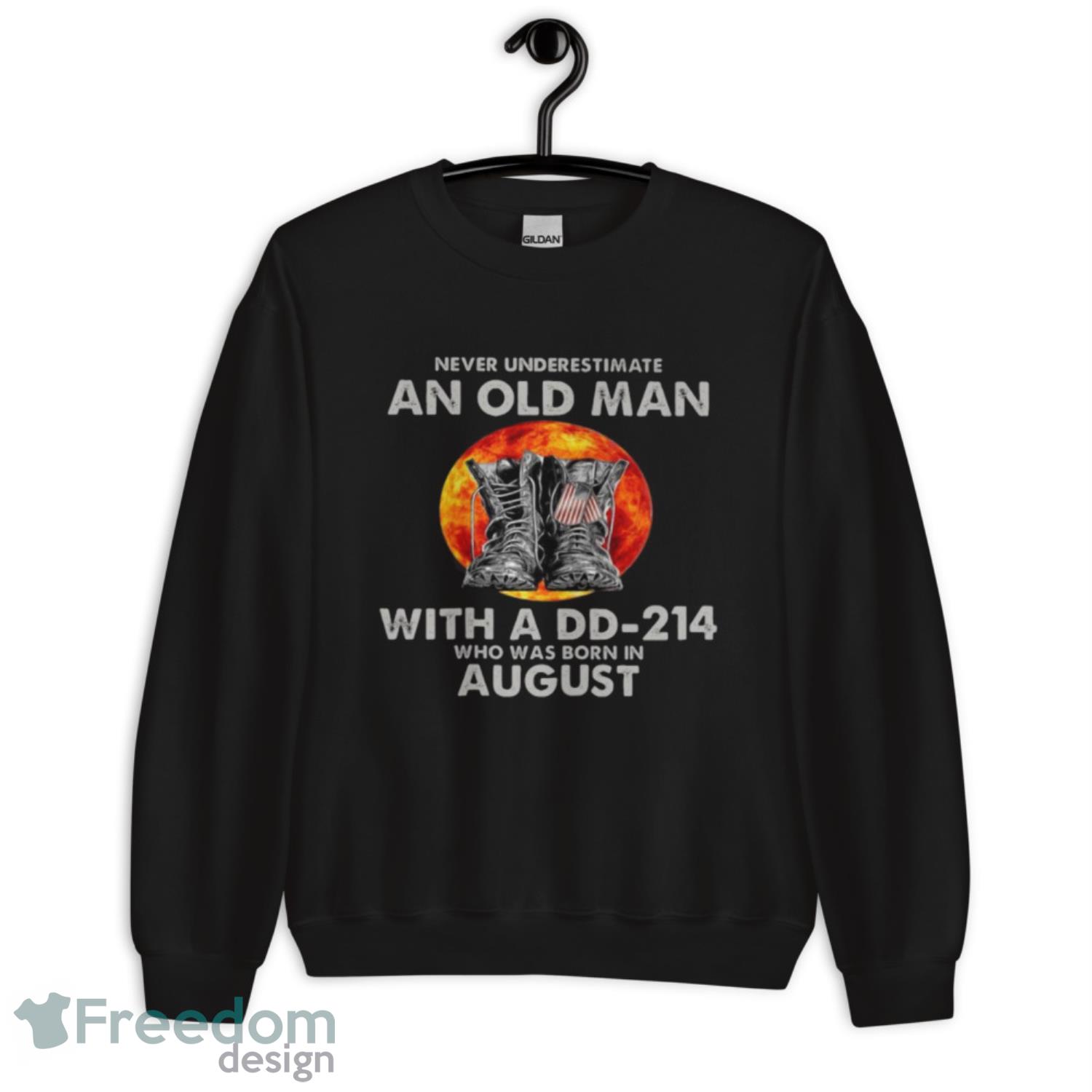 Never Underestimate An Old August Man With A Dd214 Moon Shirt image Never Underestimate An Old August Man With A Dd214 Moon Shirt - Unisex Crewneck Sweatshirt