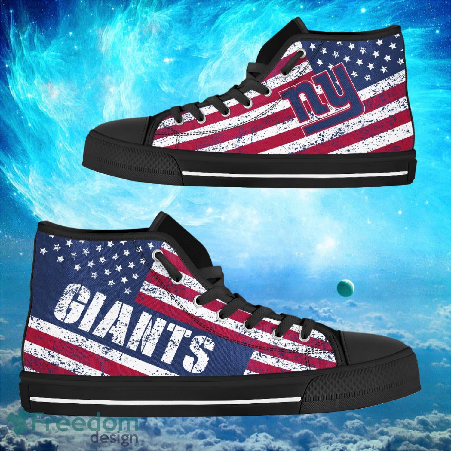 New York Giants Custom America Flag Italic Vintage Style High Top Shoes Product Photo 1