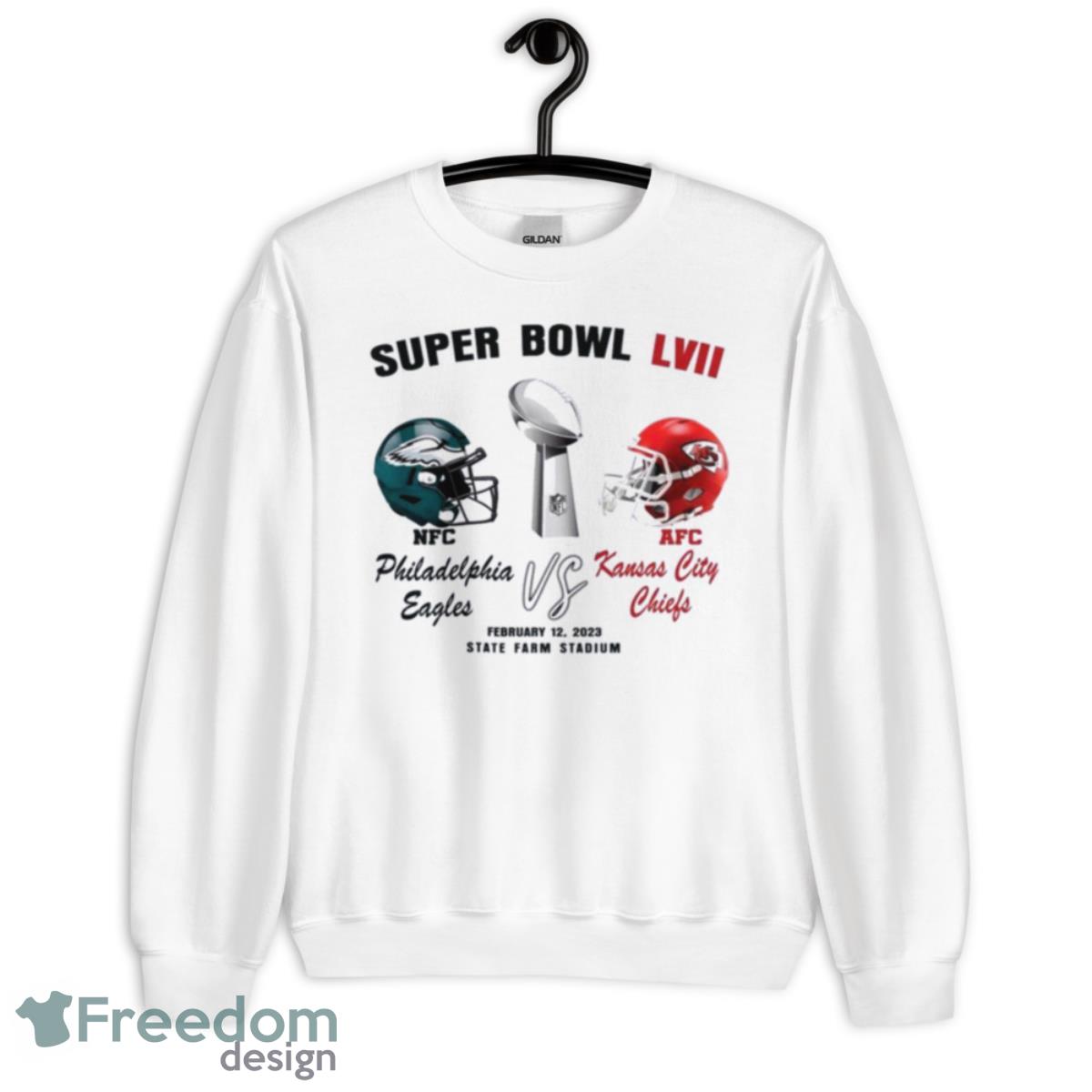 NFC Philadelphia Eagles Vs AFC Kansas City Chiefs Super Bowl LVII 2023 Shirt - Unisex Heavy Blend Crewneck Sweatshirt