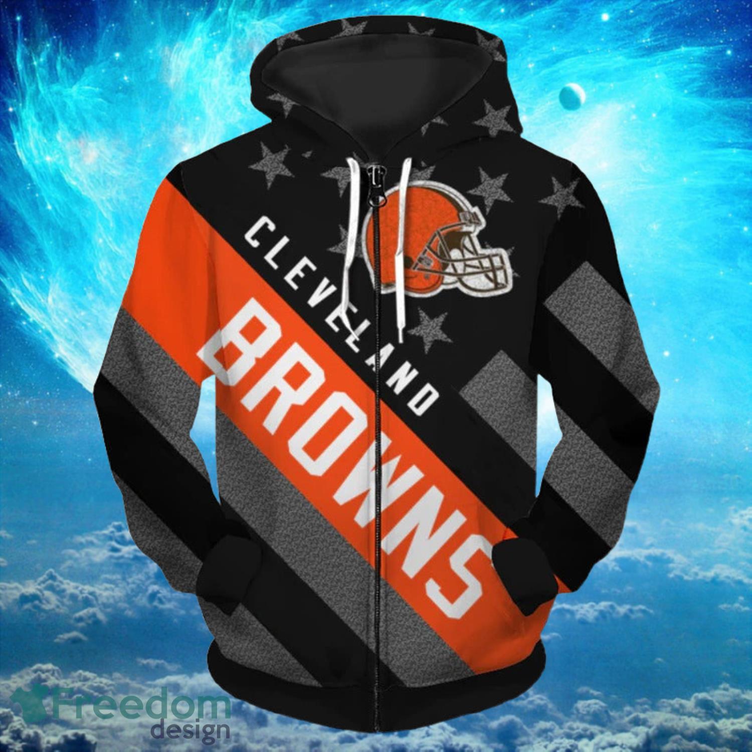 NFL Cleveland Browns Zipper Dark Type Hoodies Print Full Product Photo 1