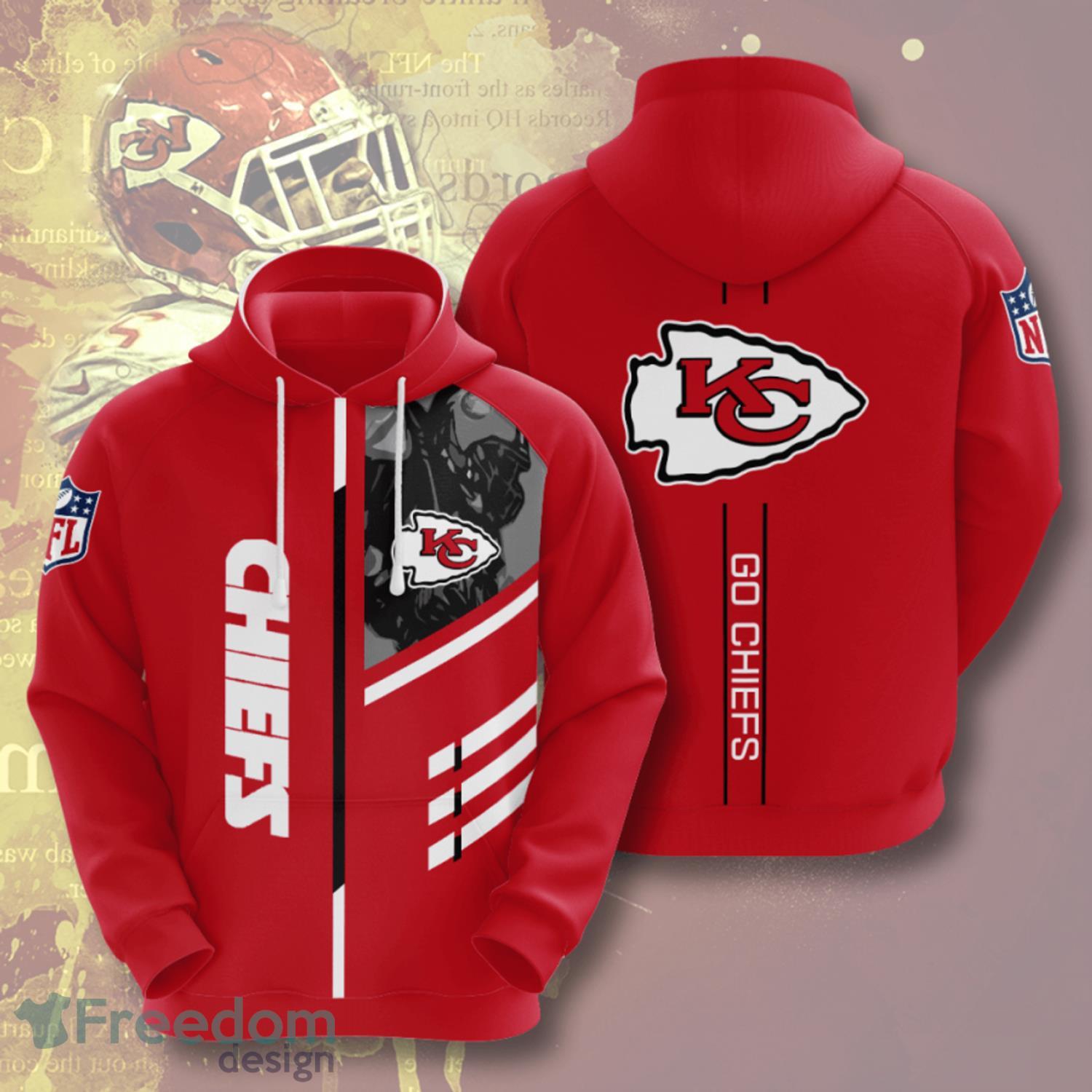 NFL Kansas City Chiefs Red 3D Hoodie Zip Hoodie For Men And Women