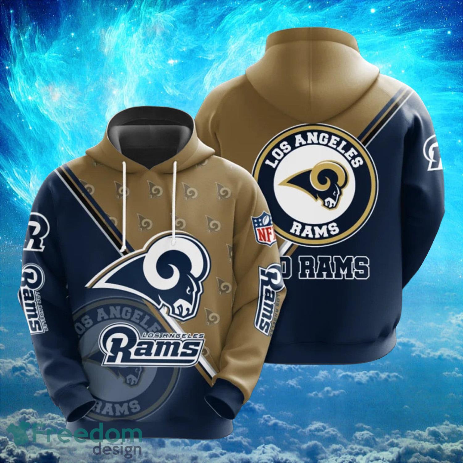 NFL Los Angeles Rams Blue Unisex Hoodie, Zip Hoodie 3D All Over