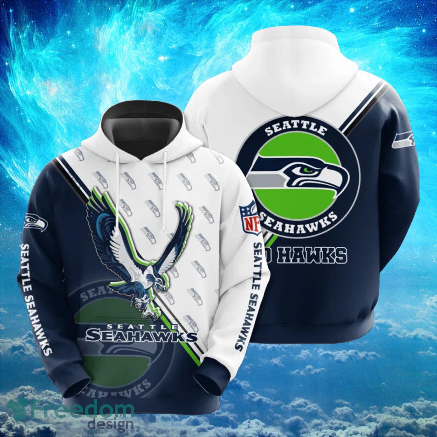 NFL Seattle Seahawks Big Seal Motifs White Hoodies Print Full Product Photo 1