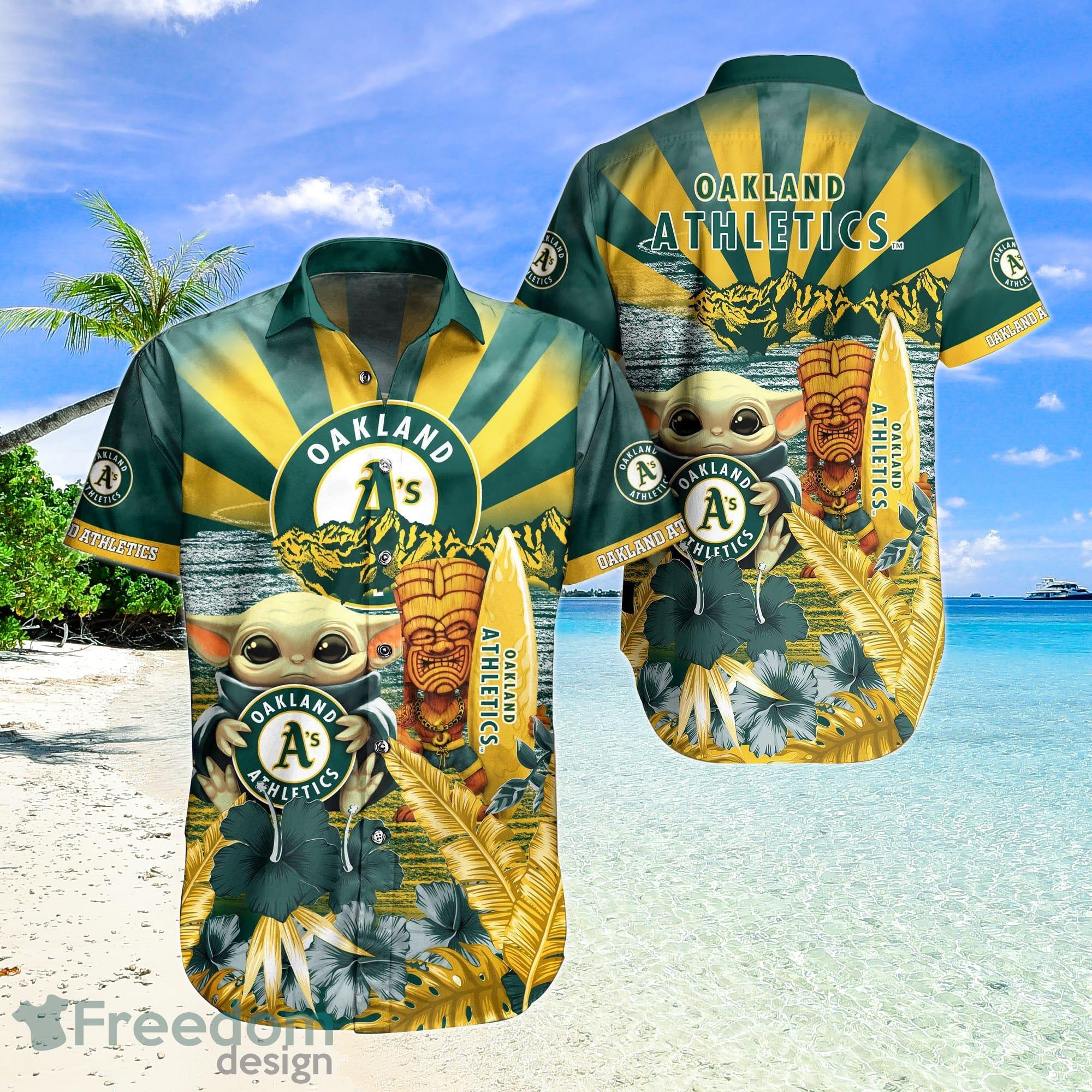 Oakland Athletics MLB Baby Yoda Tiki Flower Hawaiian Shirt