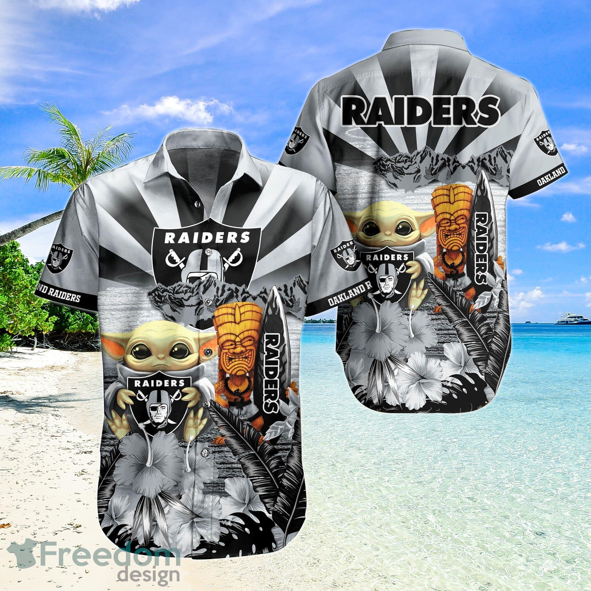 Oakland Raiders Nfl Custom Hawaiian Shirt Short T Shirt Hawaiian Pattern  Print - Limotees