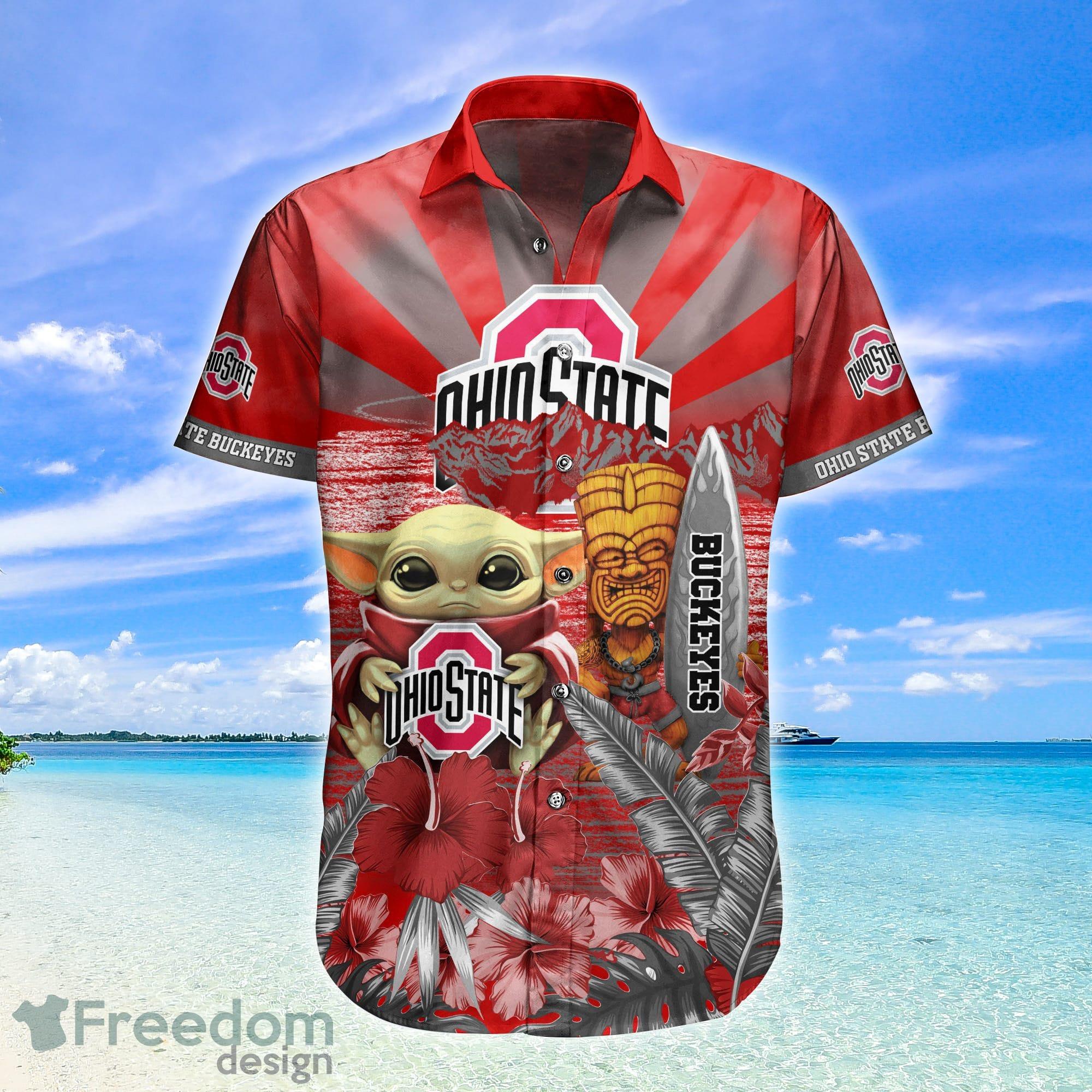 Custom Name Ohio State Buckeyes NCAA Logo Dolphin Beach Funny Hawaiian Shirt  - Limotees