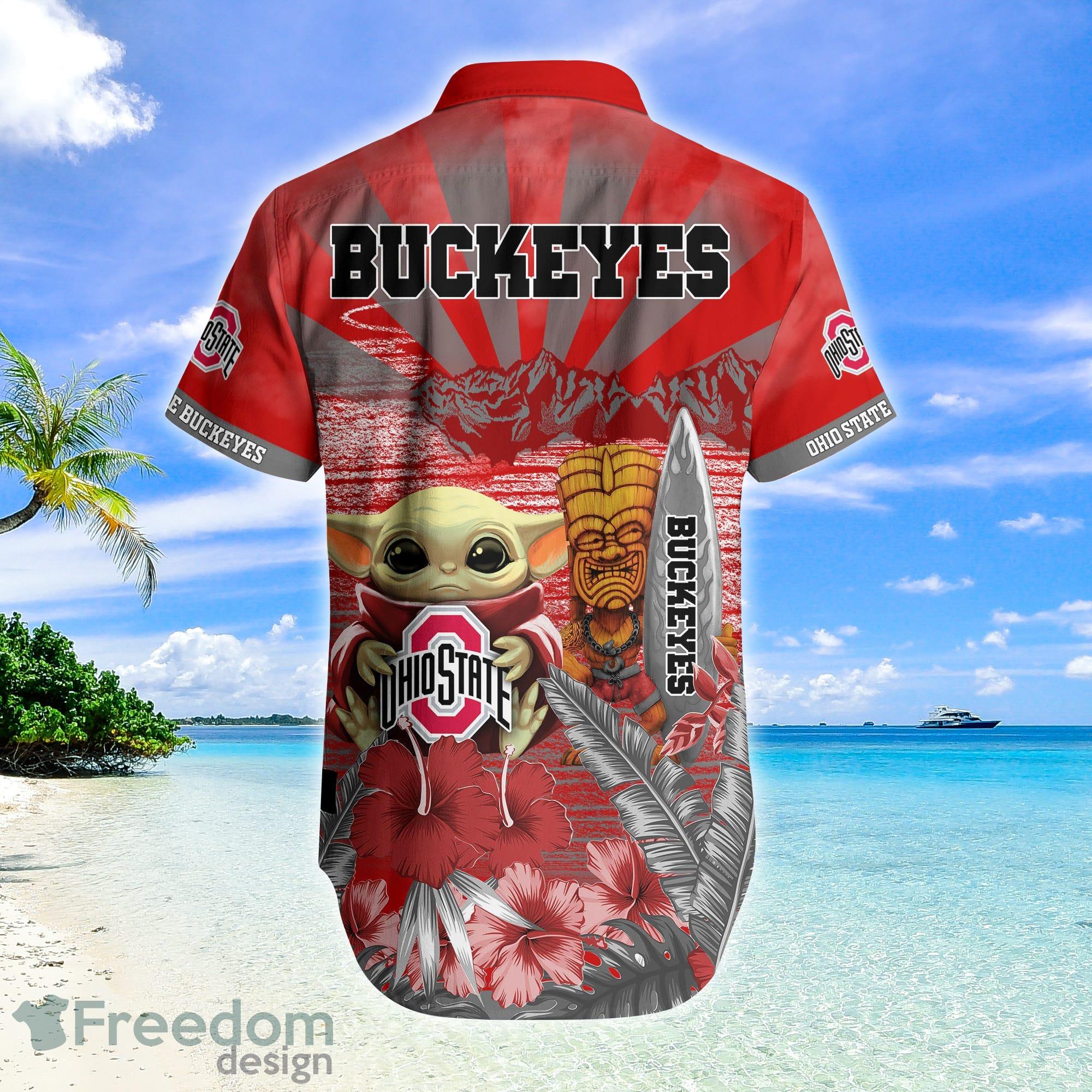 Red Aloha NCAA Ohio State Buckeyes Hawaiian Shirt Best Beach Gift - Limotees