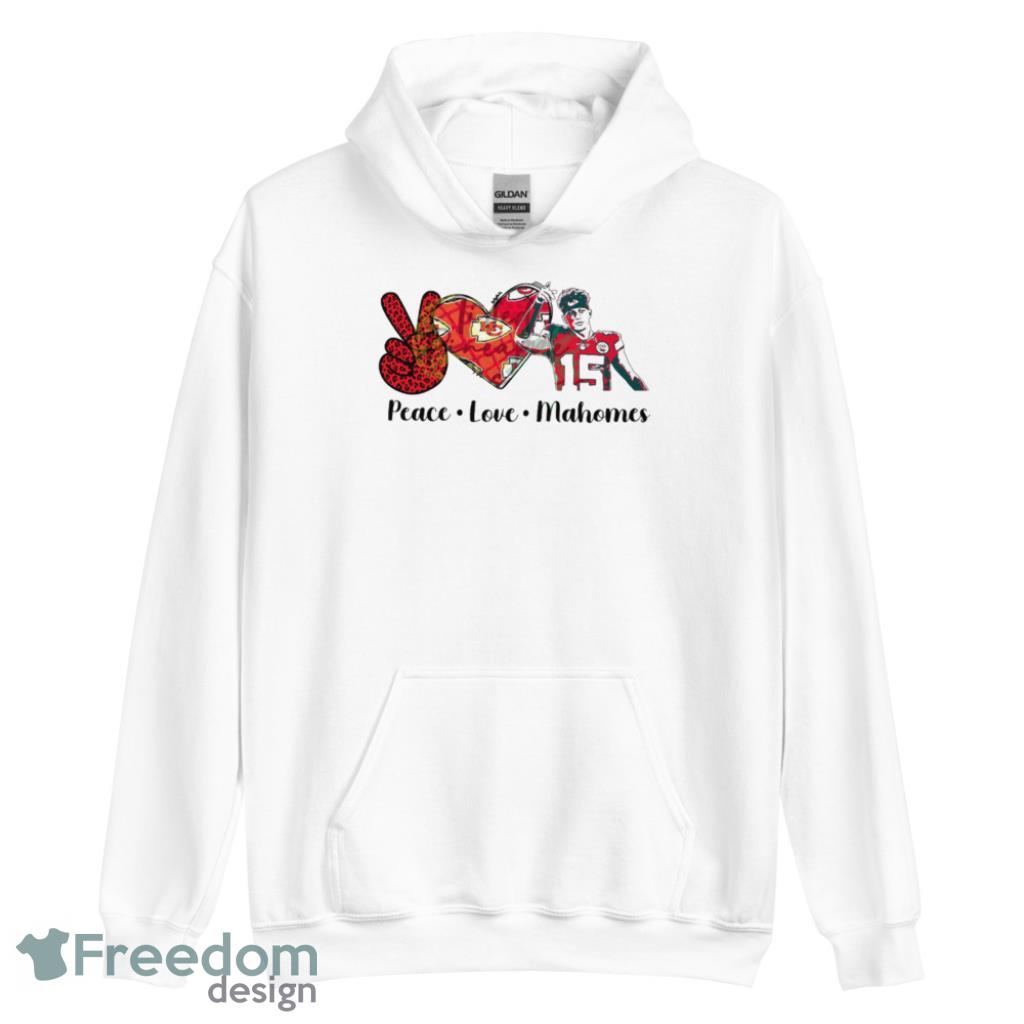 Peace Love Mahomes Kansas City Chiefs Super Bowl T-Shirt Product Photo 4 Peace Love Mahomes Kansas City Chiefs Super Bowl T-Shirt Product Photo 4