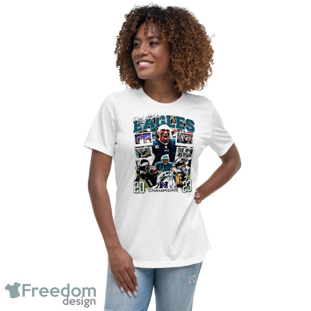 Philadelphia Eagles 2023 NFC Champions Shirt - Womens Relaxed Short Sleeve Jersey Tee Philadelphia Eagles 2023 NFC Champions Shirt - Womens Relaxed Short Sleeve Jersey Tee