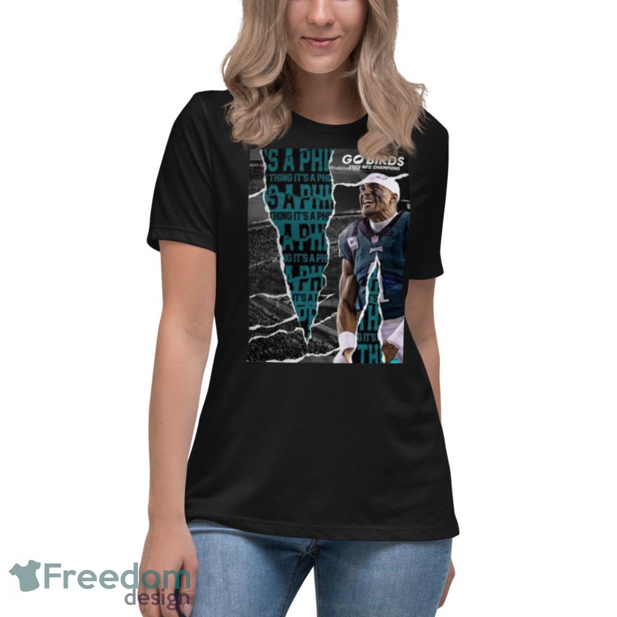 Philadelphia Eagles Go Birds 2023 NFC Champions Shirt - Womens Relaxed Short Sleeve Jersey Tee Philadelphia Eagles Go Birds 2023 NFC Champions Shirt - Womens Relaxed Short Sleeve Jersey Tee
