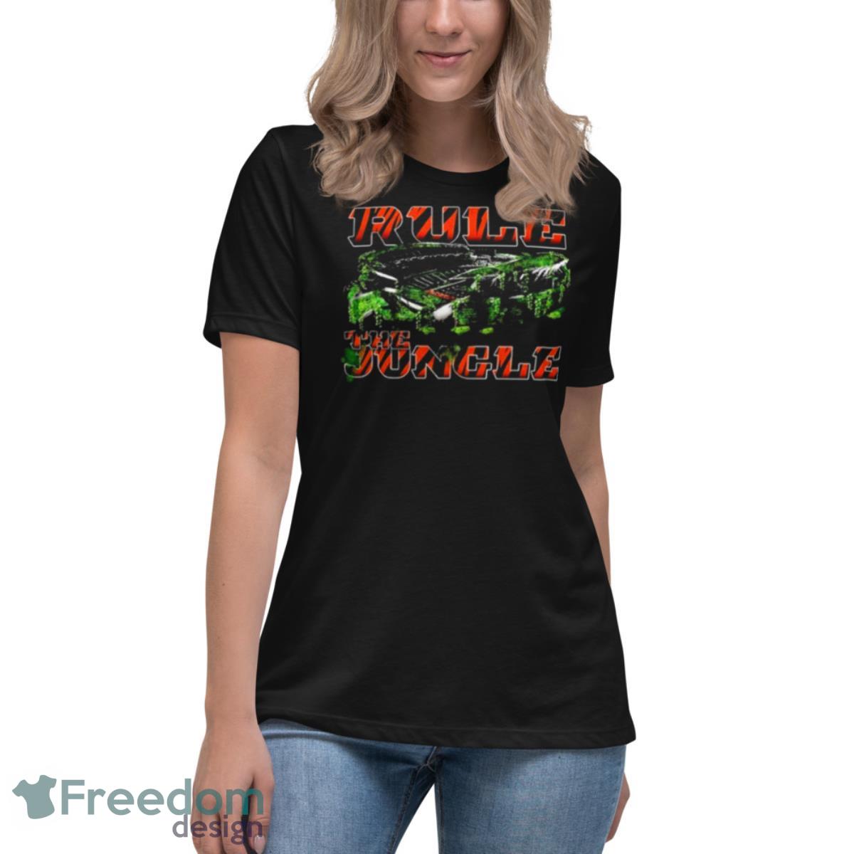Rule The Jungle Stadium Cincinnati Bengals Shirt - Womens Relaxed Short Sleeve Jersey Tee Rule The Jungle Stadium Cincinnati Bengals Shirt - Womens Relaxed Short Sleeve Jersey Tee