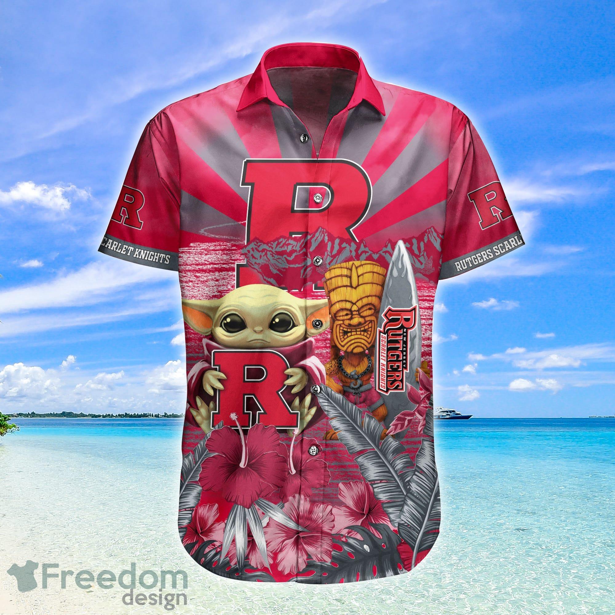 NCAA Rutgers Scarlet Knights Flower Cheap Hawaiian Shirt 3D Shirt, Gifts  For Rutgers Scarlet Knights Football Fans - T-shirts Low Price