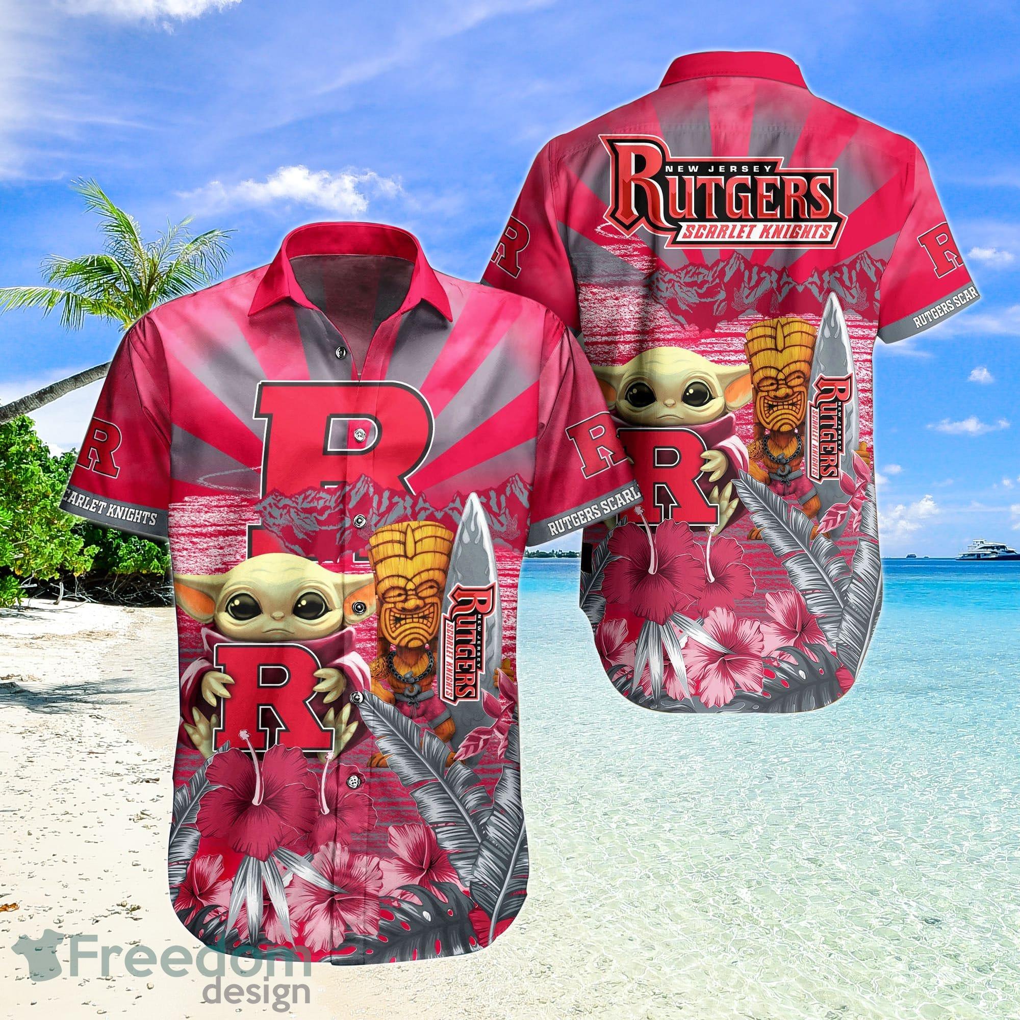 NCAA Rutgers Scarlet Knights Flower Cheap Hawaiian Shirt 3D Shirt, Gifts  For Rutgers Scarlet Knights Football Fans - T-shirts Low Price