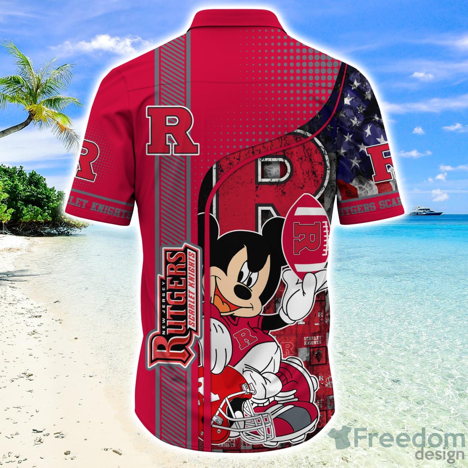 NCAA Rutgers Scarlet Knights Flower Cheap Hawaiian Shirt 3D Shirt