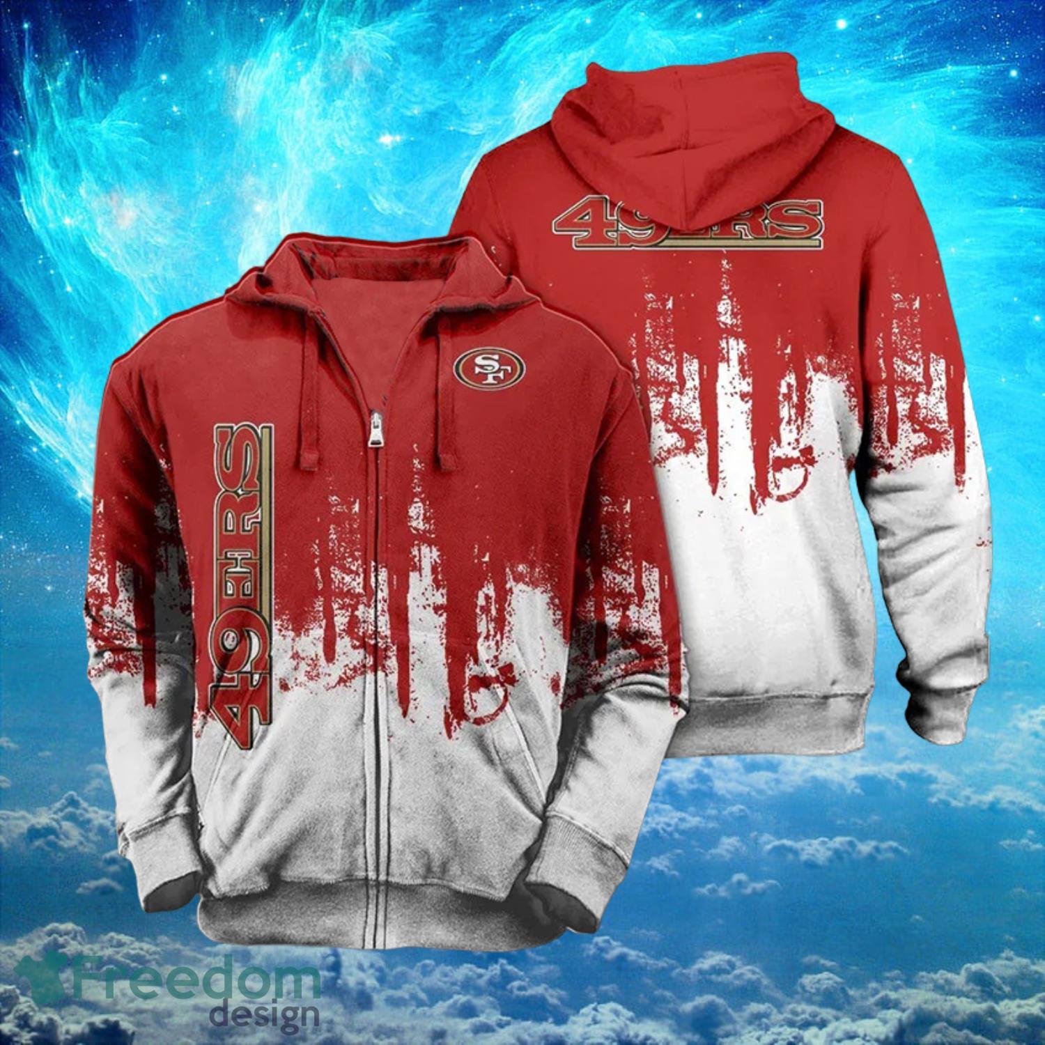 San Francisco 49ers Red Graffiti 3D White Hoodies Print Full Product Photo 2