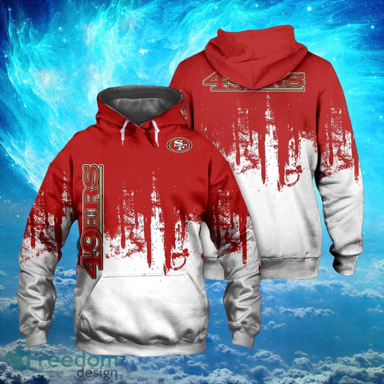 San Francisco 49ers Red Graffiti 3D White Hoodies Print Full Product Photo 1