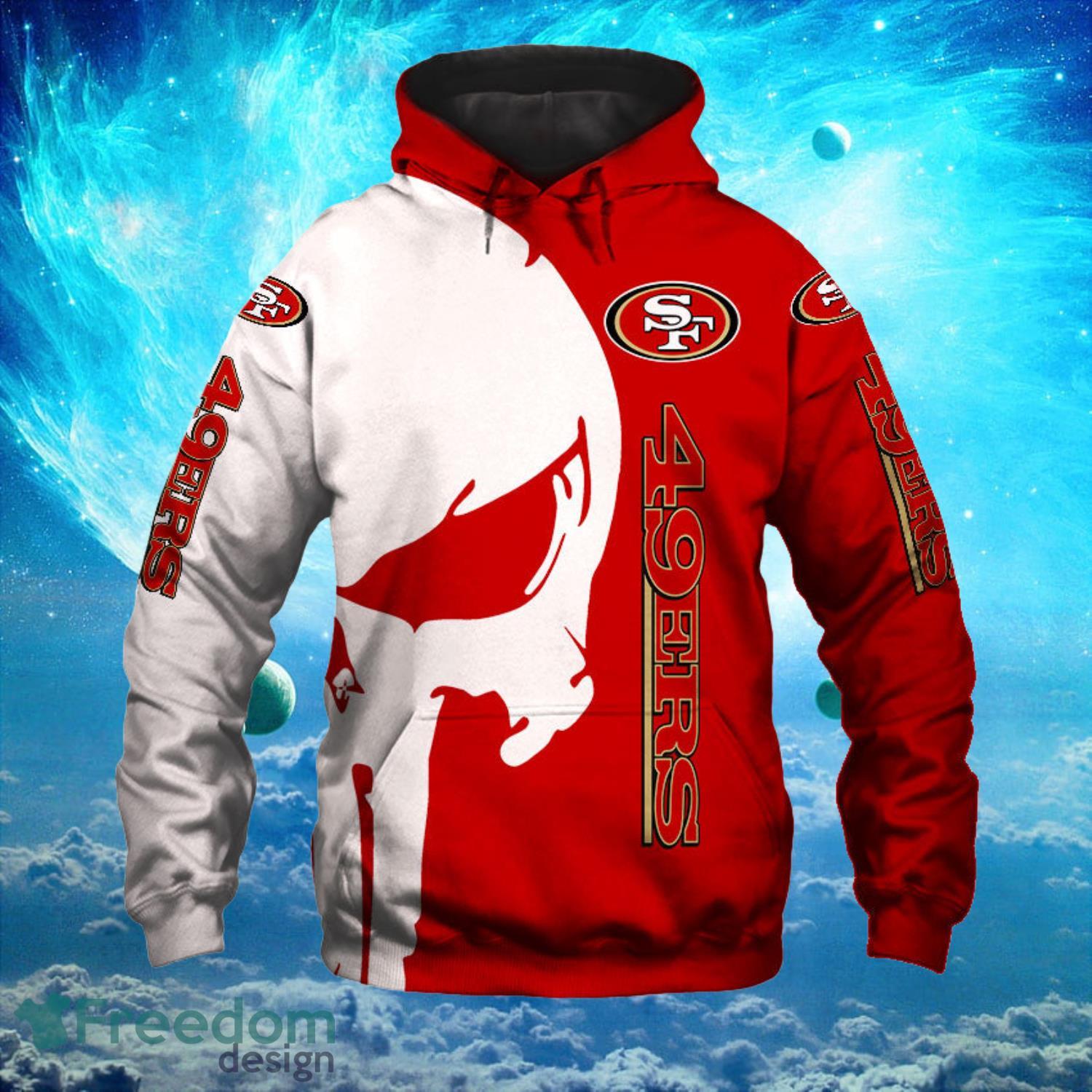 San Francisco 49ers White Skull Red Hoodies Print Full Product Photo 1