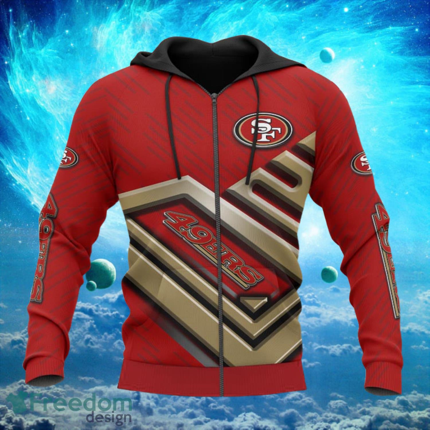 San Francisco 49ers Zip Red Hoodies Print Full Product Photo 1