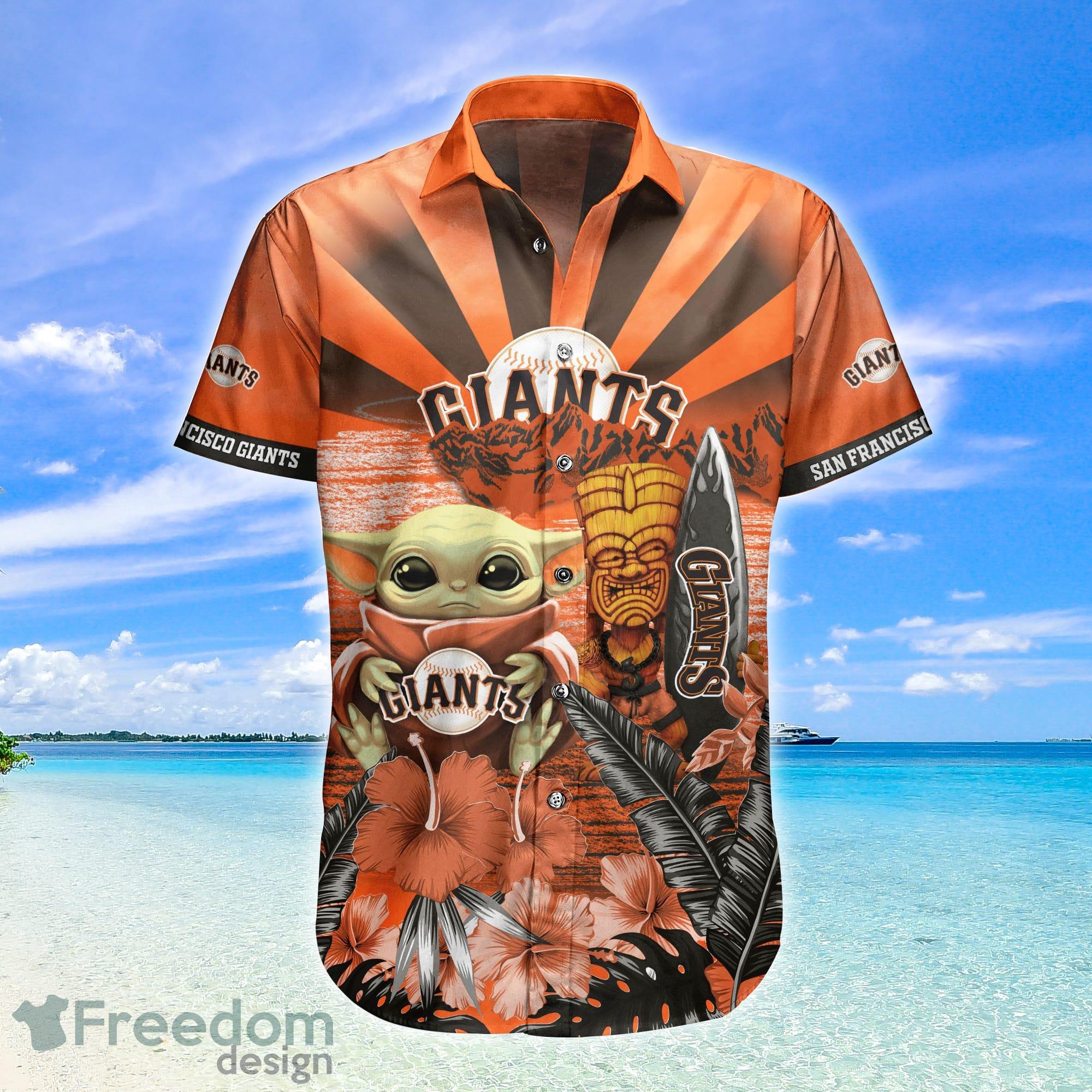 San Francisco Giants MLB Baby Yoda Tiki Flower Hawaiian Shirt Product Photo 2 San Francisco Giants MLB Baby Yoda Tiki Flower Hawaiian Shirt Product Photo 2