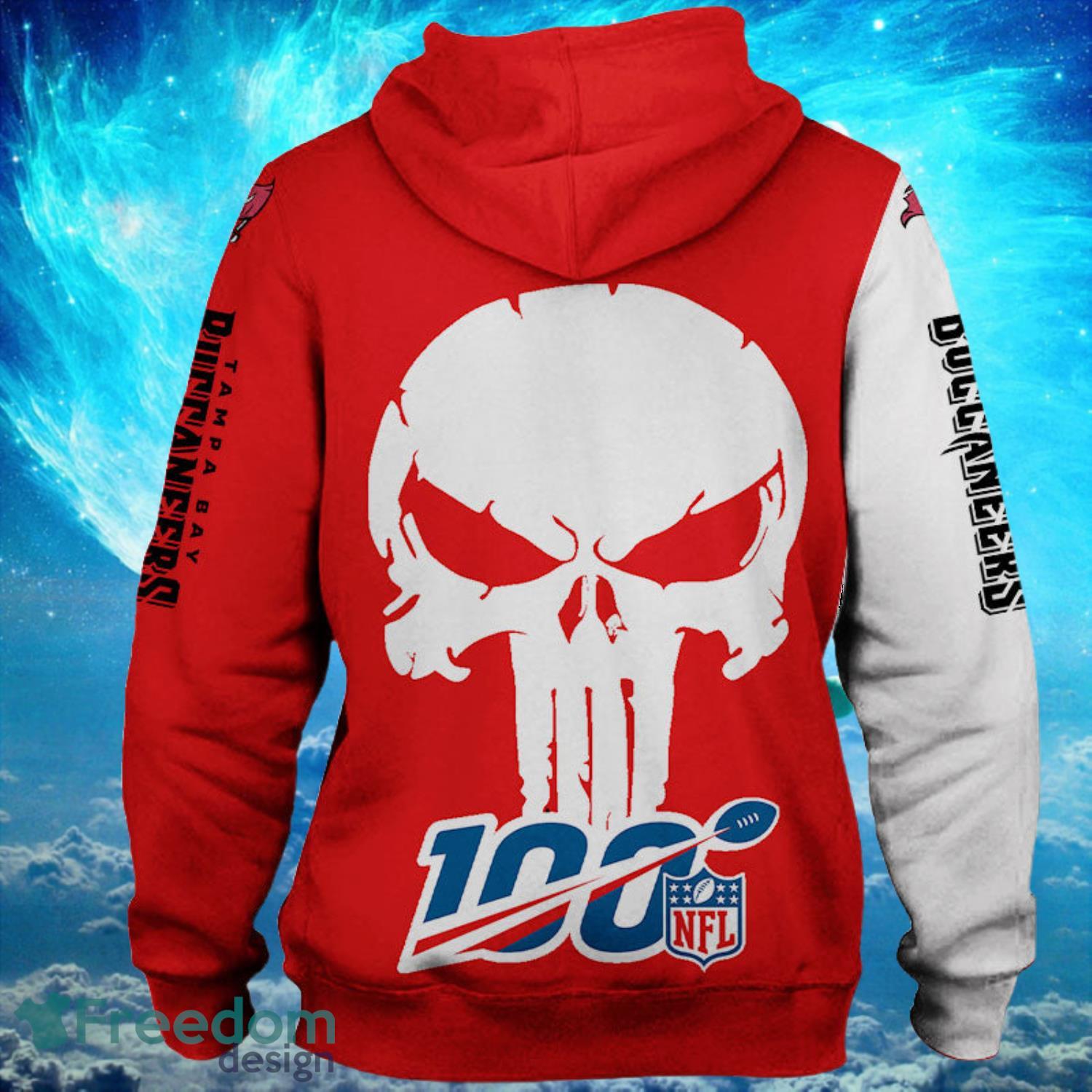 Tampa Bay Buccaneers White Skull Red Hoodies Print Full Product Photo 2