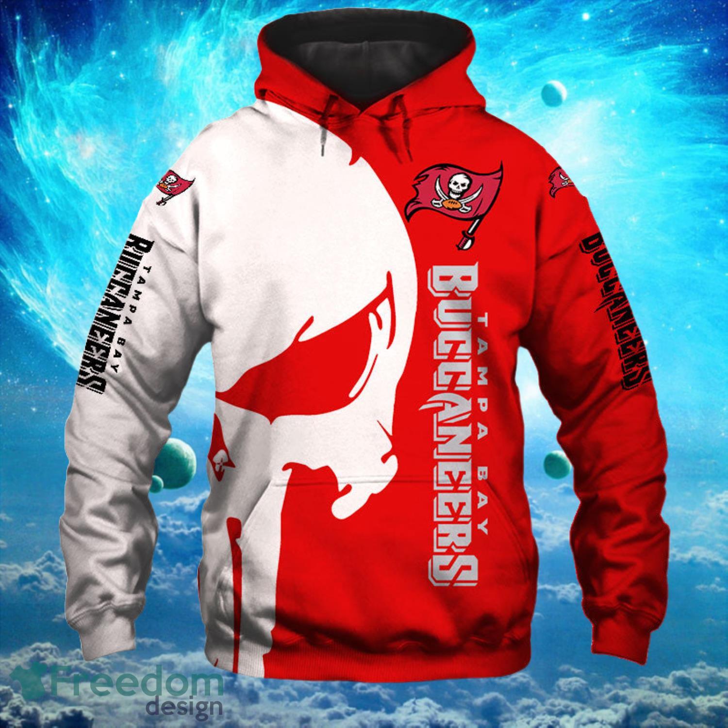 Tampa Bay Buccaneers White Skull Red Hoodies Print Full Product Photo 1