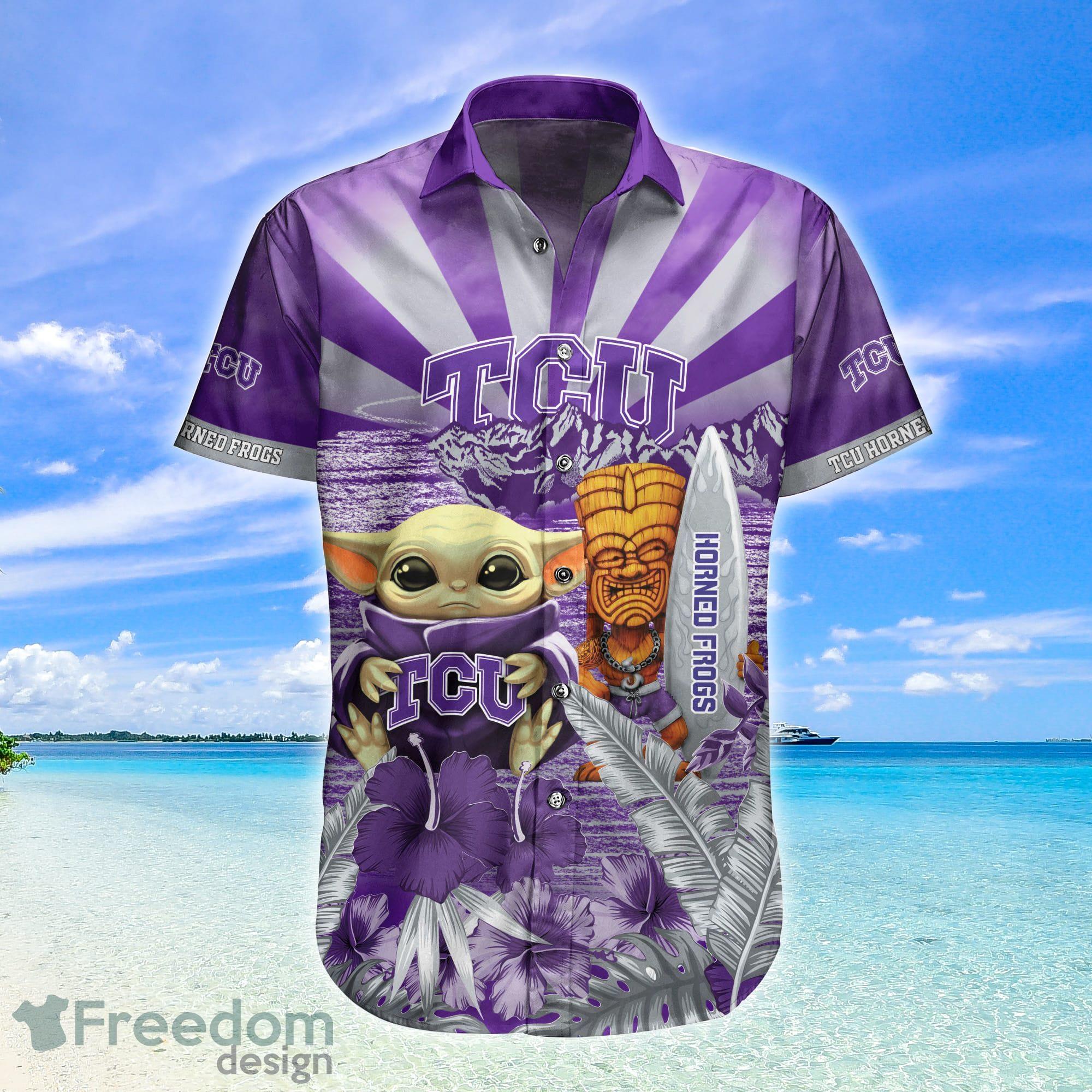 Tcu Horned Frogs NCAA Baby Yoda Tiki Flower Hawaiian Shirt