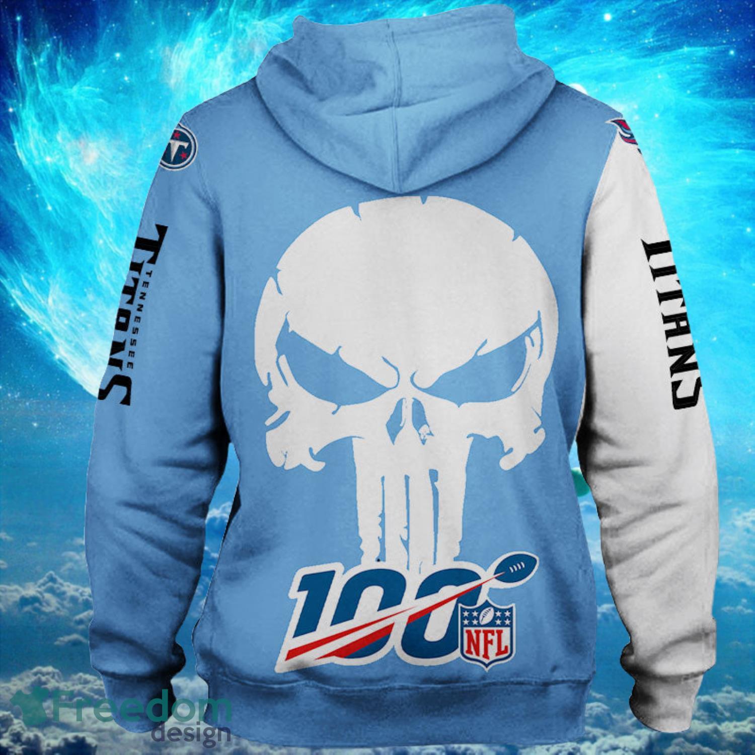 Tennessee Titans White Skull Blue Hoodies Print Full Product Photo 2