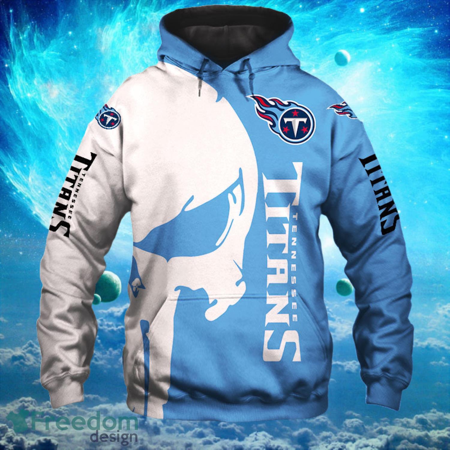 Tennessee Titans White Skull Blue Hoodies Print Full Product Photo 1