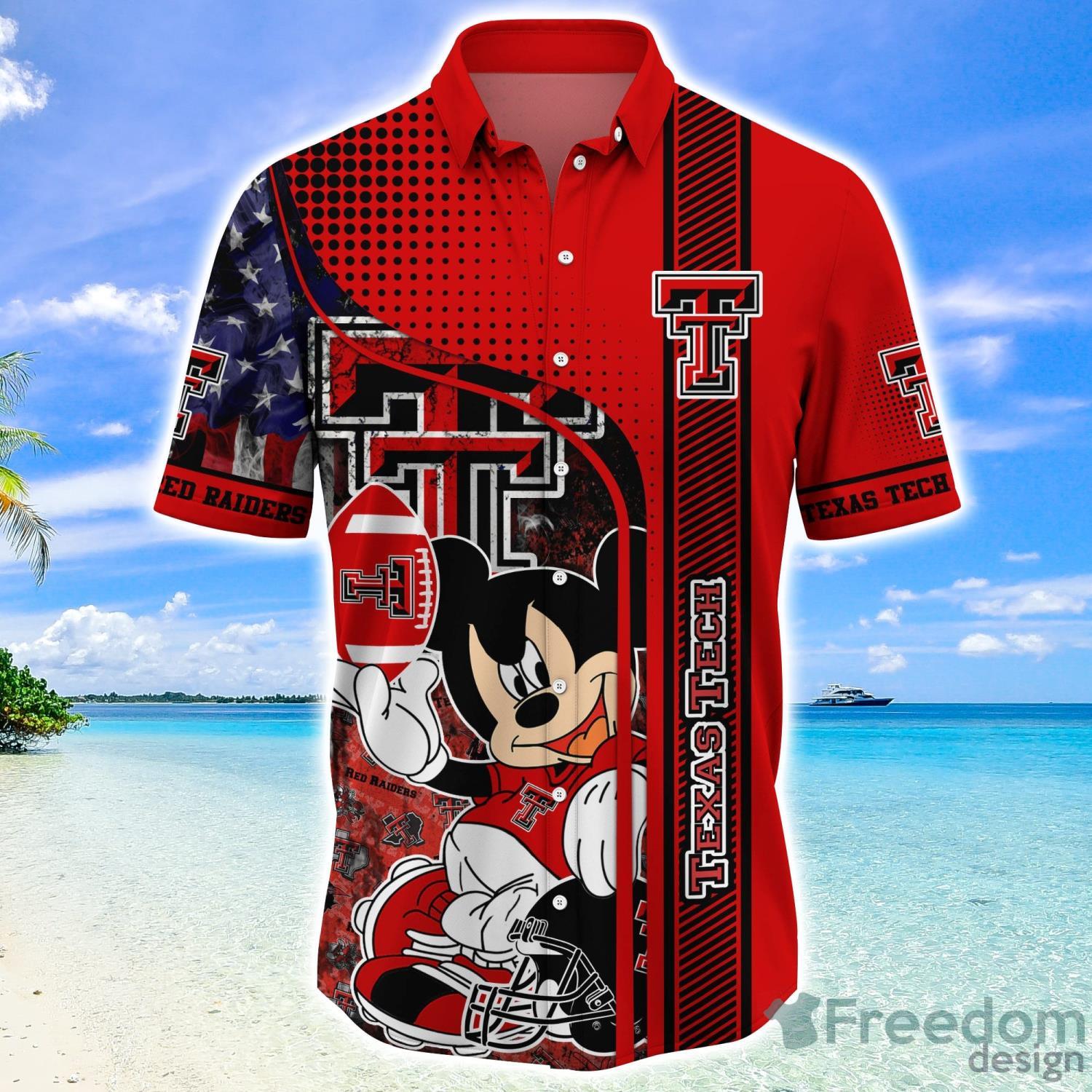 FOCO Texas Tech Thematic Stadium Hawaiian Button Down Shirt, Size: 2X, Sold by Red Raider Outfitters