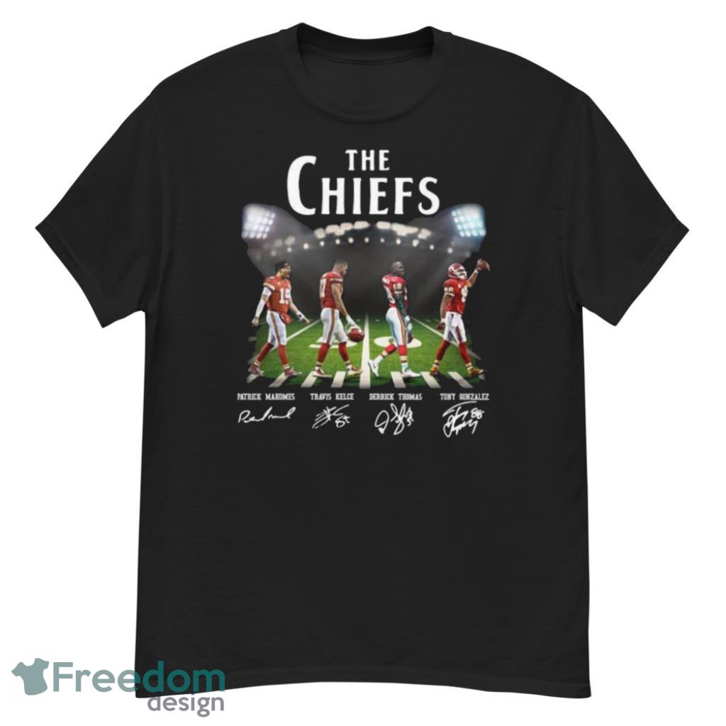 The Chiefs Abbey Road Patrick Mahomes Travis Kelce Walking Signatures Shirt image The Chiefs Abbey Road Patrick Mahomes Travis Kelce Walking Signatures Shirt Product Photo 6