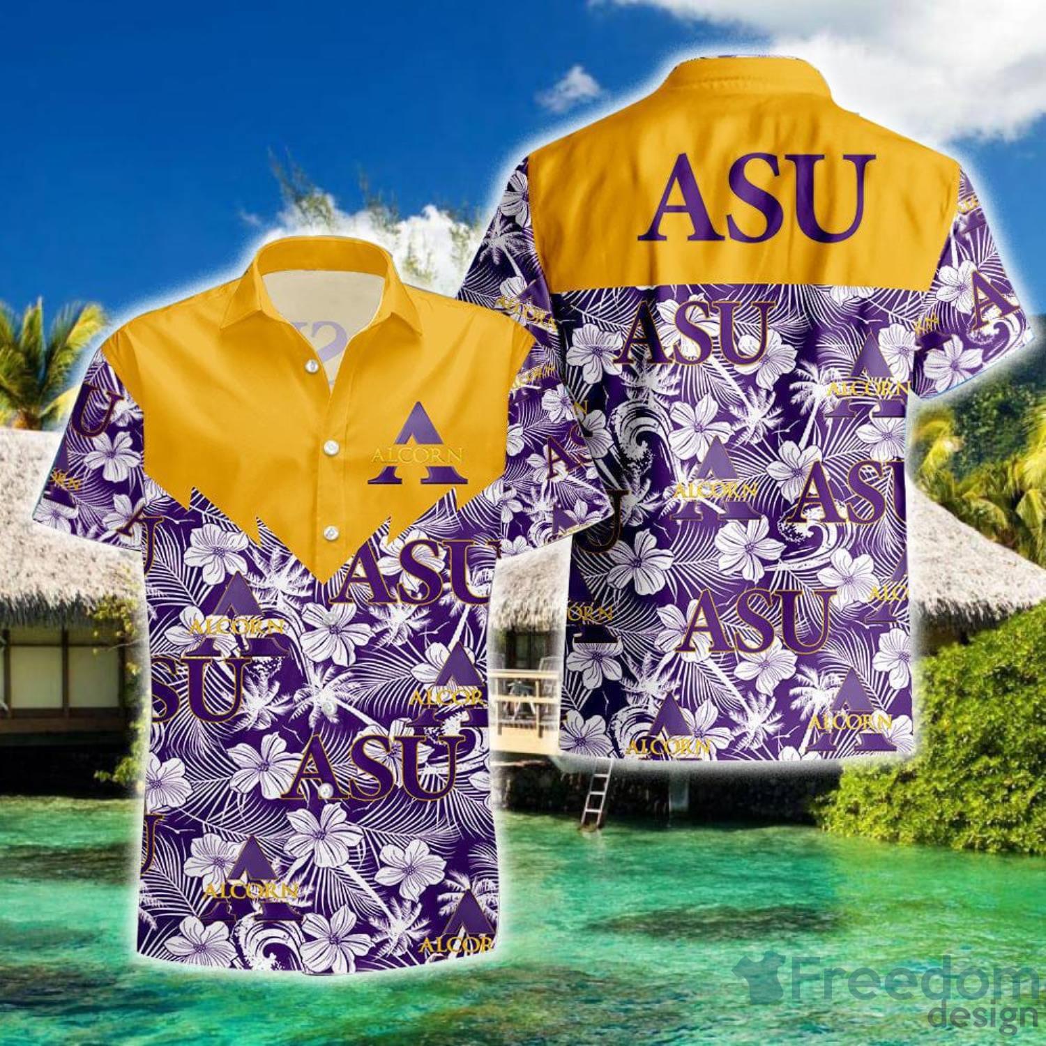 Custom Number And Name Alcorn State Braves Hawaiian Shirt Camouflage  Vintage NCAA Gift For Fans - Freedomdesign