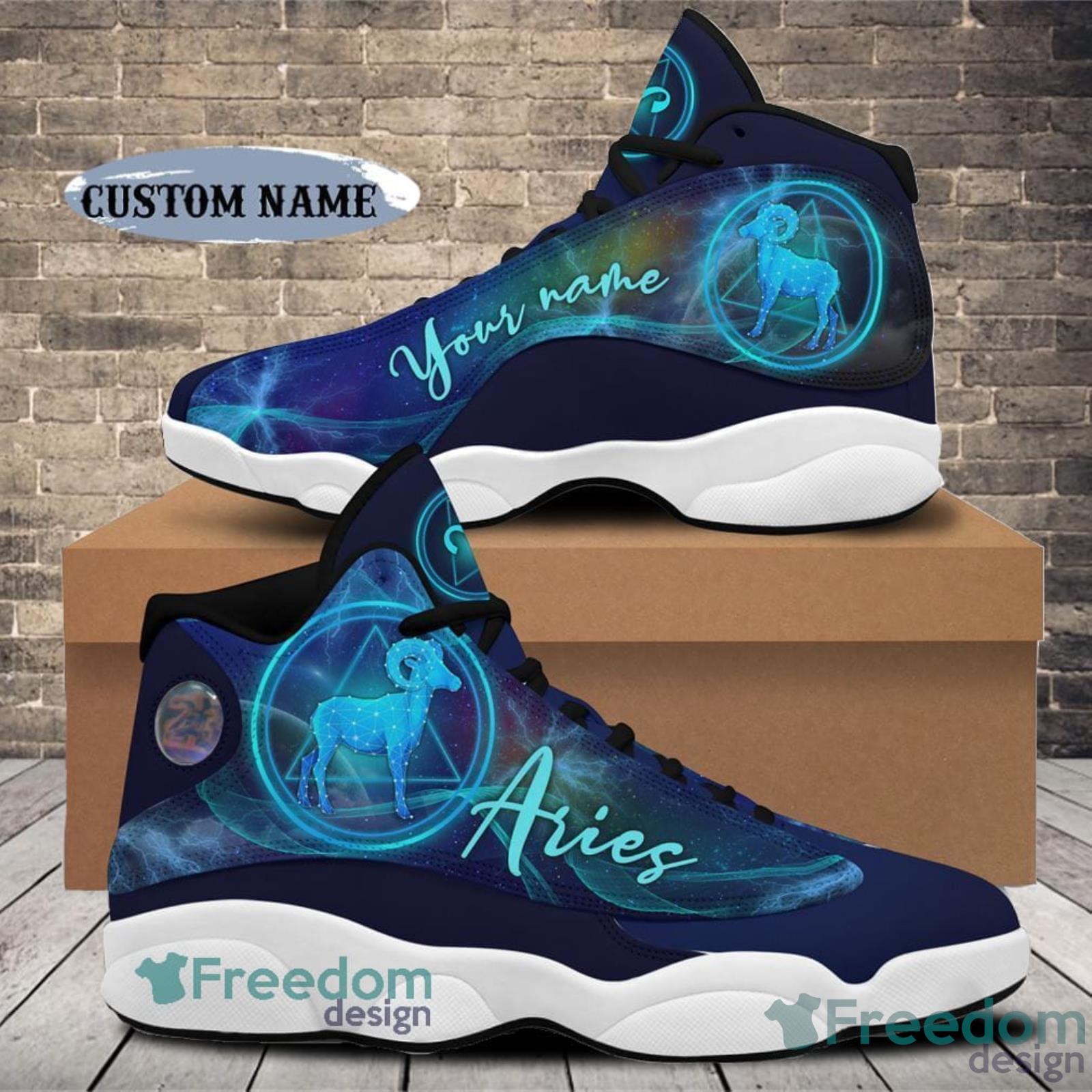 April Birthday Custom Name Air Jordan 13 Shoes Birthday Gift For Aries - April Birthday Air Jordan 13 Shoes Personalized Sneakers Sport V32