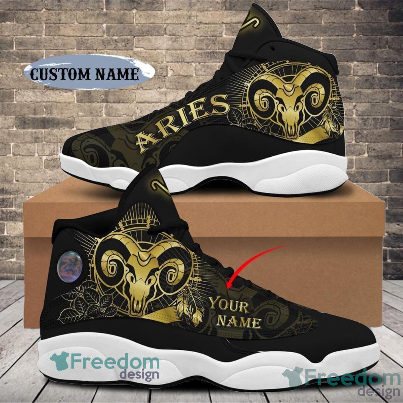 April Birthday Custom Name Aries Black Air Jordan 13 Shoes Birthday Gift For Men And Women - April Birthday Air Jordan 13 Shoes Personalized Sneakers Sport V28