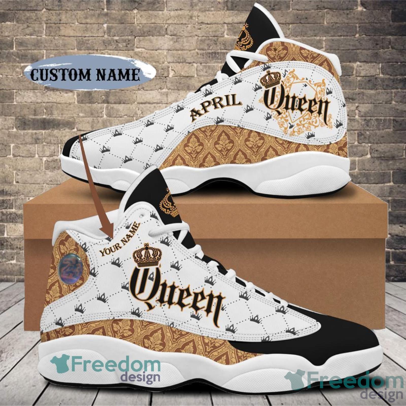 April Birthday Custom Name White Air Jordan 13 Shoes Birthday Gift For Men And Women - April Birthday Air Jordan 13 Shoes Personalized Sneakers Sport V11