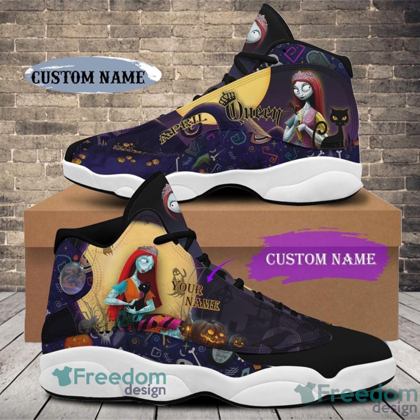April Birthday Nightmare Before Christmas Sally Halloween Custom Name Air Jordan 13 Shoes - April Birthday Air Jordan 13 Shoes Personalized Sneakers Sport V10
