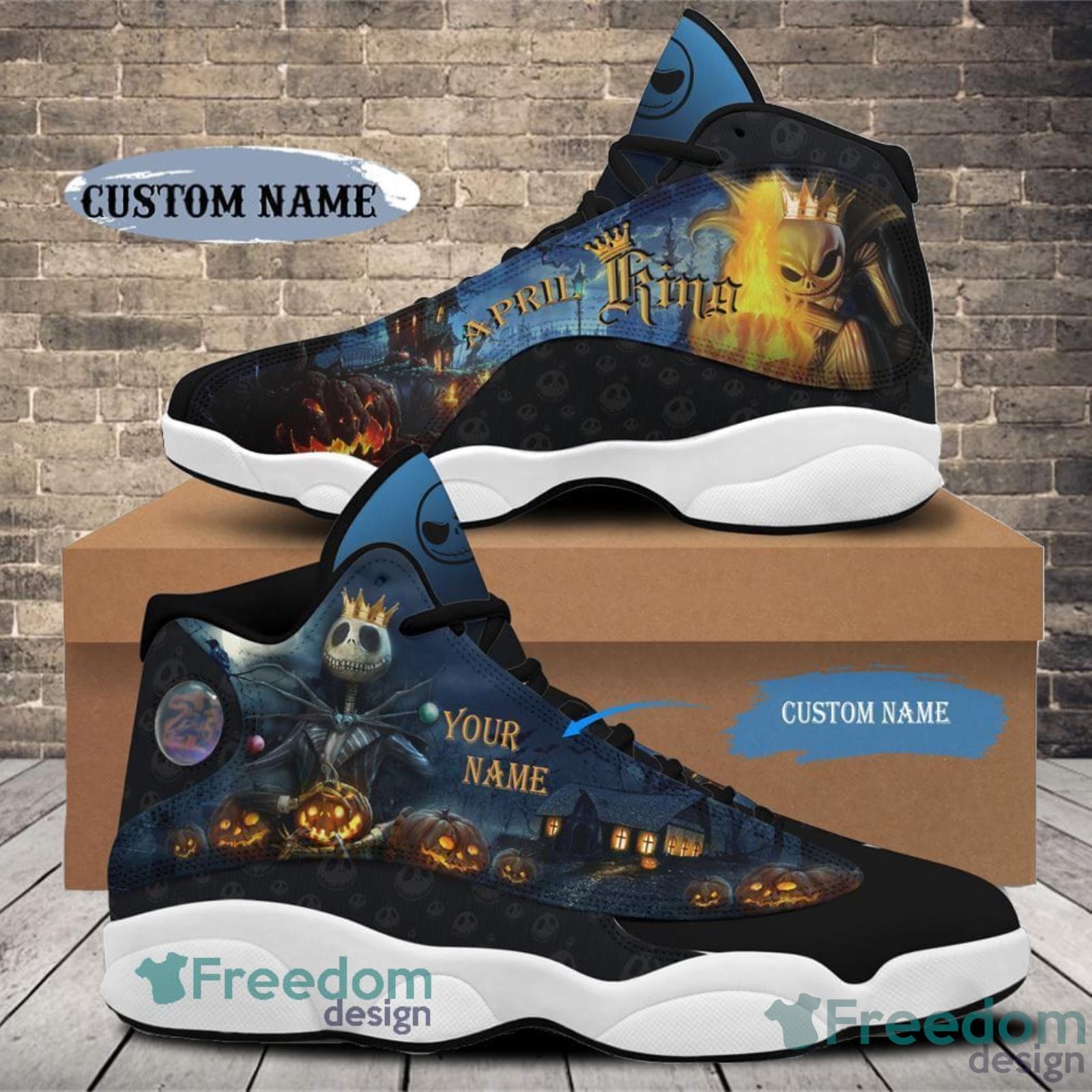 April King Birthday Custom Name Halloween Night Air Jordan 13 Shoes - Air Jordan 13 Sneakers Sport V02 April Birthday Shoes Personalized