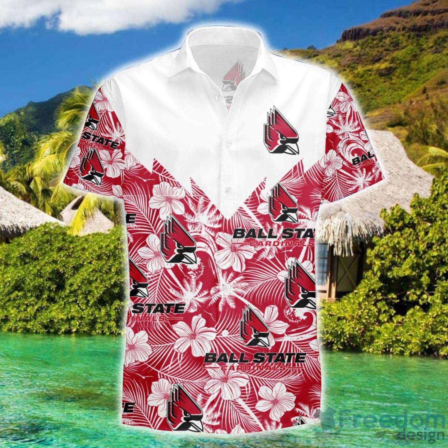 Ball State Cardinals Tropical Seamless NCAA Fans Hawaiian Shirt image Ball State Cardinals Tropical Seamless NCAA Fans Hawaiian Shirt Product Photo 2