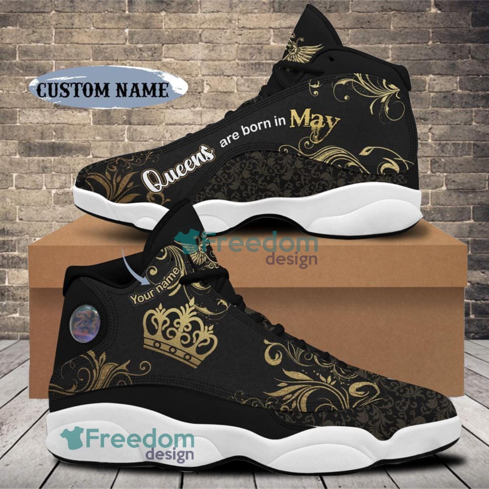 Black Shoes Queens May Birthday May Custom Name Air Jordan 13 Shoes Birthday Gift For Men And Women - May Birthday Air Jordan 13 May Shoes Personalized Sneakers Sport V017